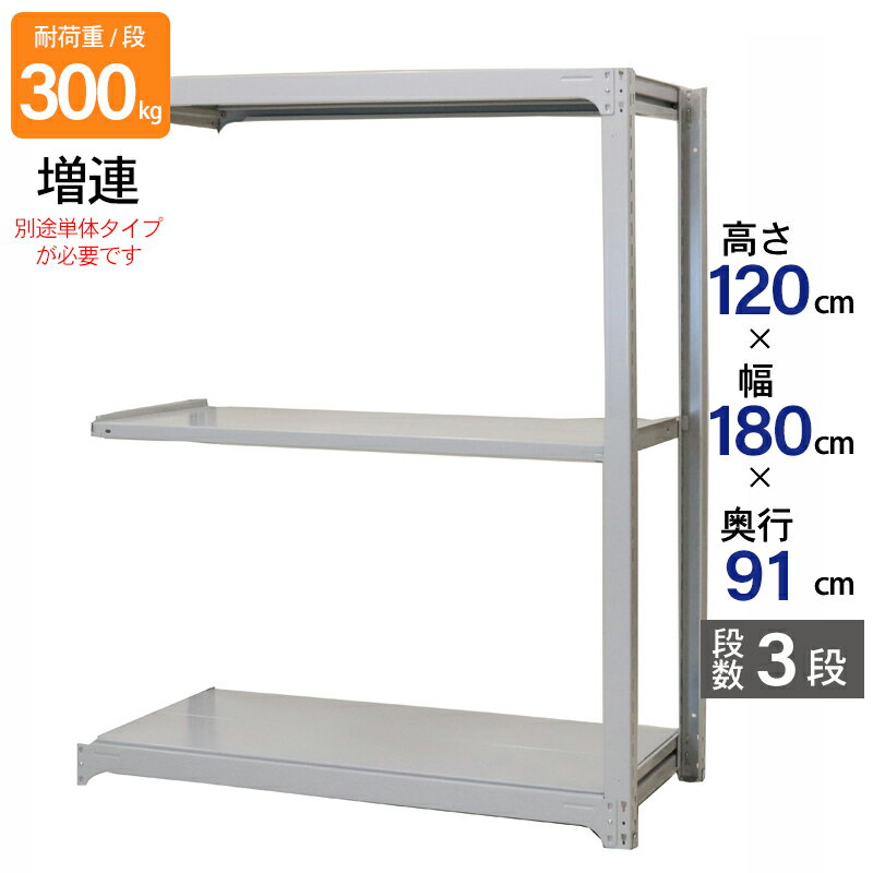 スチールラック 業務用 高さ120 幅180 奥行91cm 天地 3段 増連 中量 AMBL型 耐荷重 300kg/段 収納棚 棚 スチール棚 ラック 日本製 アサカ ホワイト グレー 大型収納 店舗 倉庫 整理棚 事務所 物品棚 バックヤード