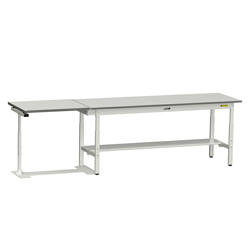 山金工業 ワークテーブル跳ね上げタイプ 全体均等耐荷重150kg H600〜900MM 半面棚板付 SUPAF-1860T-WW