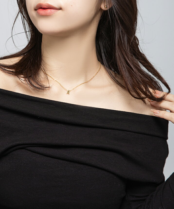 《ステンレス製 イニシャルネックレス》洗練ムードが漂うイニシャルステンレス製ネックレス ステンレス製 ネックレス 金属アレルギー つけっぱなし レディース ショート チェーン サージカルステンレス イニシャル 小ぶり 大人 上品 エレガント ゴールド メール便可//3// 3