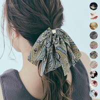 ヘアゴム《スカーフリボンヘアゴム 全10色》 レディース 小物 ヘアアクセサリー ヘアゴム スカーフリボン ボリュームリボン スカーフリング 総柄 ペイズリー柄 花柄 ストライプ柄 ニュアンス感 ヘアアレンジ 大きめ 大きい 大人可愛い おしゃれ メール便可//5//