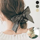 シュシュ《エコレザー2wayリボンシュシュ 全3色》 レディース 小物 ヘアアクセサリー ヘアゴム レザーシュシュ ボリュームシュシュ リボンシュシュ エコレザ...