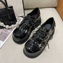 マラソン期間 最大2000円OFFクーポン!レディース 厚底靴 レースアップ厚底シューズ シューズ 黒 スタッズ レースアップ パンプス 地雷系 量産型 靴 ロリータ ゴスロリ ギャル パンク コスプレ(4)