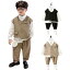 子供服 フォーマルスーツ フォーマルスーツ ベビー キッズ スーツセット セットアップ シャツ+ベスト+..
