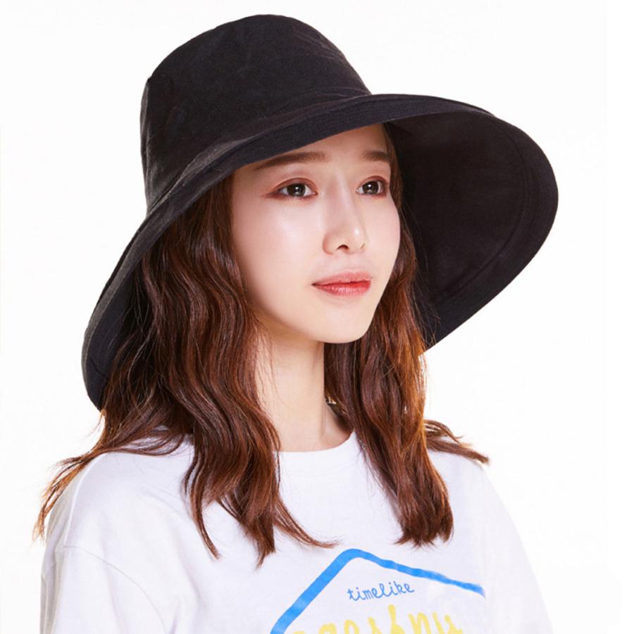 バケットハット レディース つば広 春 夏 通気性 日よけ 日除けハット 紫外線対策 UVカット 日焼け防止 黒 UPF50+