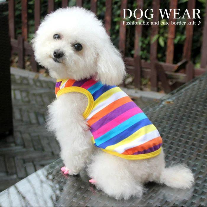 犬 猫 服 ウェア カラフル ボーダー ペット ドッグ ドッグウェア 小型犬 中型犬 タンクトップ