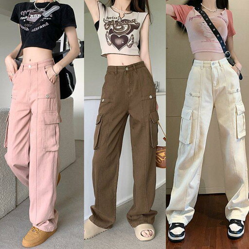 カーゴパンツ レディース ミリタリーパンツ ボトムス ロングパンツ ワイドパンツ 春 夏 秋 ハイウエスト 韓国ファッション カーゴパンツ レディース ミリタリーパンツ ボトムス ロングパンツ ワイドパンツ 春 夏 秋 ハイウエスト 韓国ファッション
