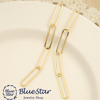 ゴールドデザイン6cmロングピアスK18YG K18YG BlueStar