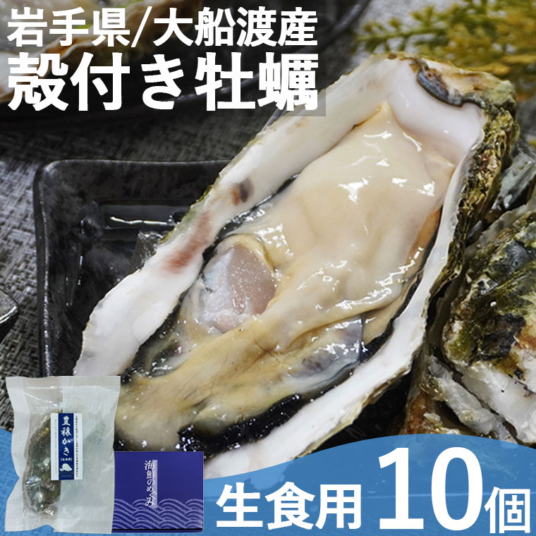 岩手県 大船渡 赤崎産 『冷凍 殻付き牡蠣 10個』 生食可