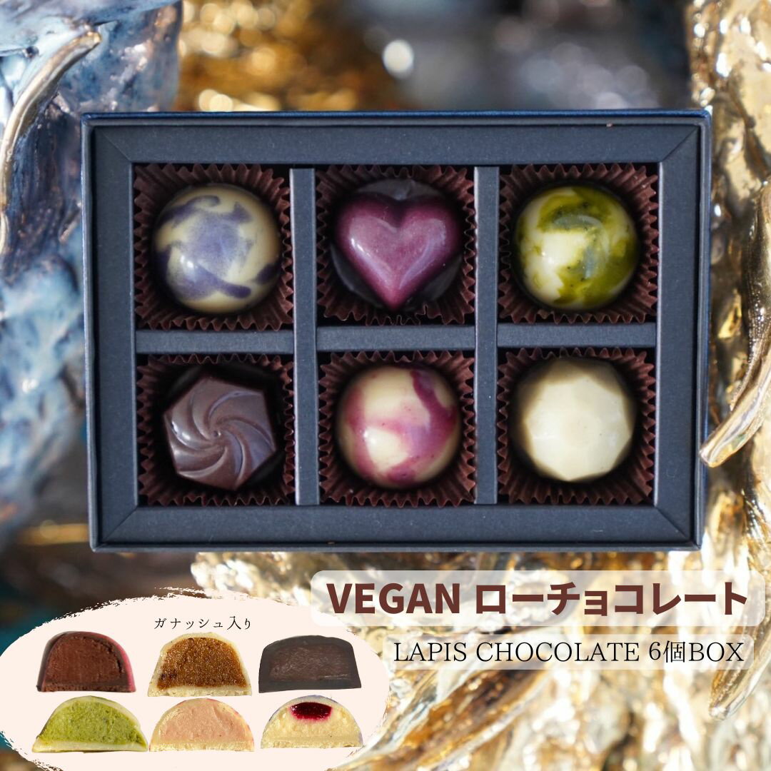通常発送【ローチョコレートガナッシュ6個】｜Lapis　Chocolate Raw Chocolate 　ローチョコレート　プレゼント　Vegan　ヴィーガン　アレルギー　728Hz　528Hz　オーガニック　白砂糖不使用　ラピスチョコレート　音叉(4.0)