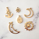 金属アレルギー対応【25.航海と天体】ステンレスチャーム ペア売り メタルチャーム 星 月 錨 操舵輪 ハンドメイド パーツ 材料