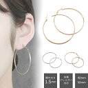 【メール便送料無料】ステンレス フープピアス1.5mm幅(内径 40mm 50mm)1ペア 金属アレルギー対応 大きめ 細め シンプル アクセサリー メール便送...