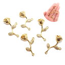 199. コネクターパーツ 薔薇 ガラスストーン ゴールド 1個 小さい チャーム コネクター メタルパーツ アクセサリーチャーム アクセサリー 素材 材料 ハ...