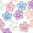 レースパーツ【23.オーロラフルール】 10個 レース生地 刺繍 オーガンジー 花 アップリケ レースモチーフ 春 ラッピング ウェディング ハンドメイド