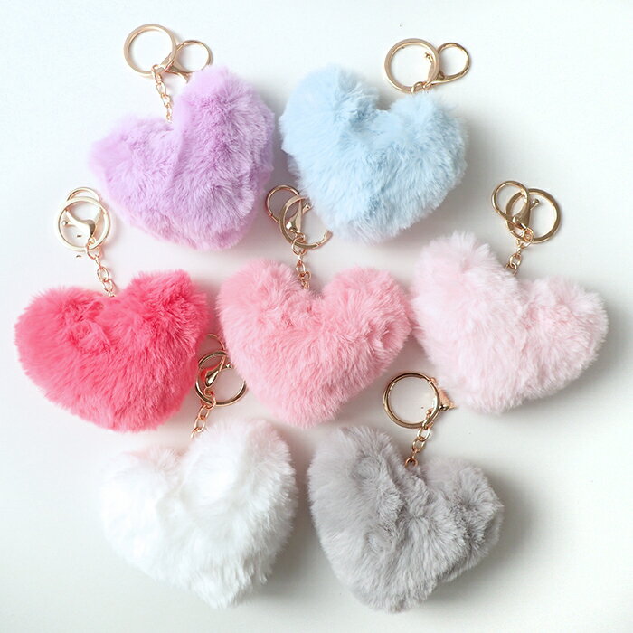 バッグチャーム ハート ファー