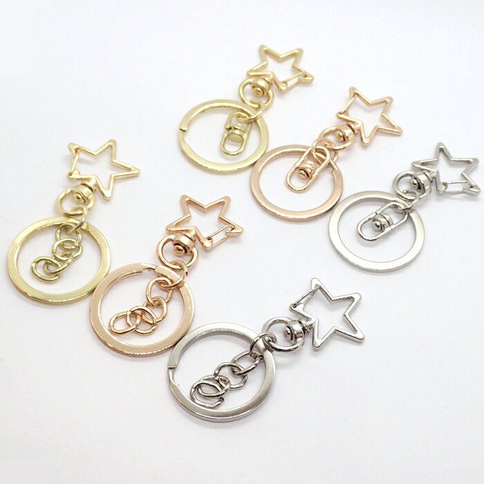 キーホルダーパーツ【17.二重カン付き星型ナスカン】【1個売り】ナスカン カニカン 二重カン 回転カン ばら売り バッグチャーム キーリング ストラップ チャー...
