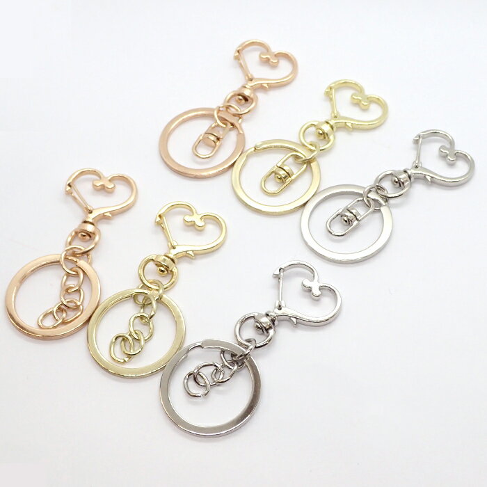 キーホルダーパーツ【18.二重カン付きハート型ナスカン】【1個売り】ナスカン カニカン 二重カン 回転カン ばら売り バッグチャーム キーリング ストラップ チ...