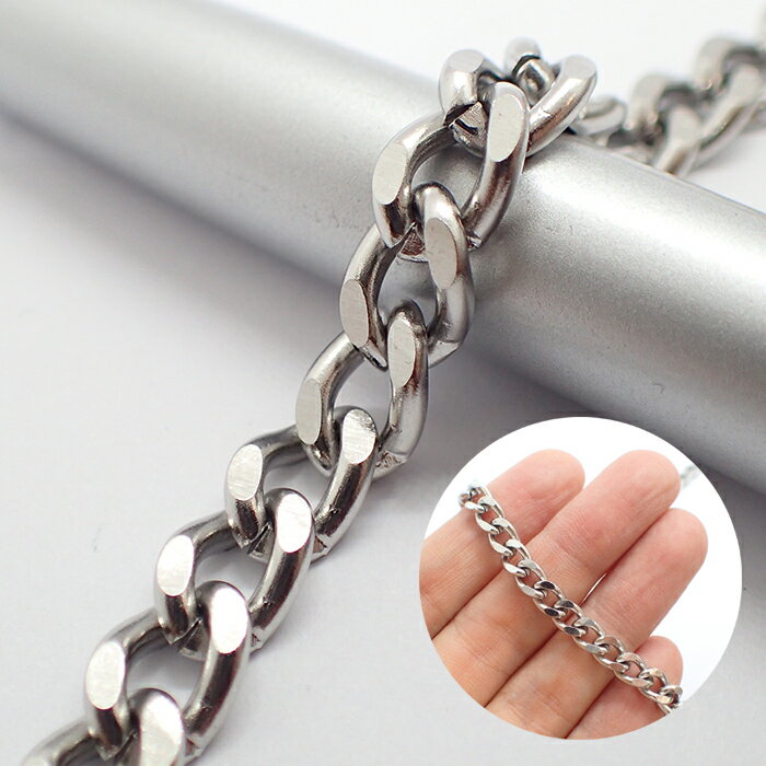 15%オフSALE マラソン★【切り売り/約1m】ステンレス製チェーン【きへい 5mm】【シルバー】★丸カンプレゼント★ 極太 太め キヘイ 喜平 ステンレス 金属アレルギー対応 チェーン 銀 アレルギーフリー 変色しにくい ハンドメイド アレルギー DIY 国内発送