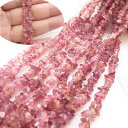【約80cm さざれ 連】【ピンクトルマリン】粒サイズ約3-5mm サザレ 天然石 ビーズ チップ 連売り 1連 ハンドメイド 国内発送