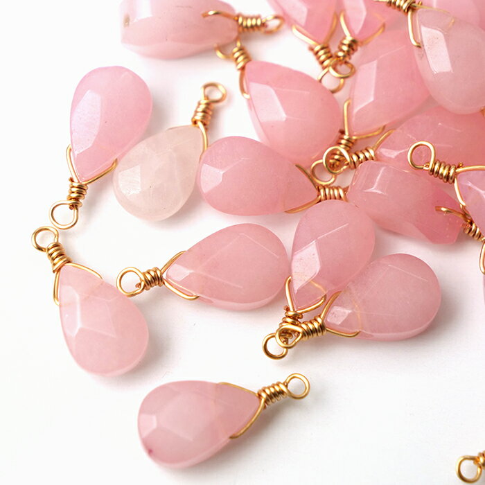 P5倍★MAX20%オフクーポン★【天然石 ピンクオパール】チャーム シャンクビーズ 約15mm ハンドメイド材料..