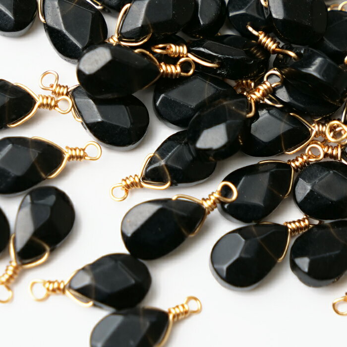 P5倍★MAX20%オフクーポン★【天然石 オニキス】 チャーム シャンクビーズ 約15mm ハンドメイド材料 ピア..