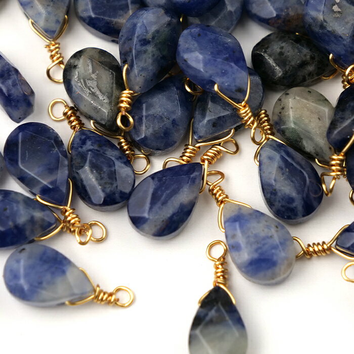 P5倍★MAX20%オフクーポン★【天然石 ソーダライト】 チャーム シャンクビーズ 約15mm ハンドメイド材料 ..