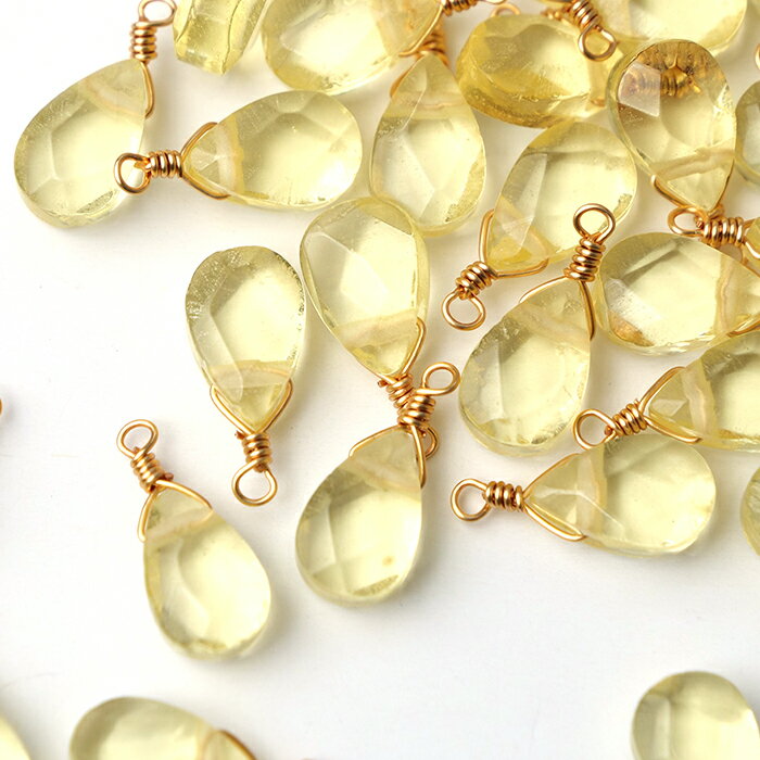 P5倍★MAX20%オフクーポン★【天然石 レモンクォーツ】 チャーム シャンクビーズ 約15mm ハンドメイド材..