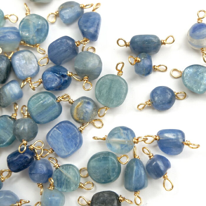 P5倍★MAX20%オフクーポン★【天然石 カイヤナイト】コネクター チャーム シャンクビーズ 約6×8mm ピアス..