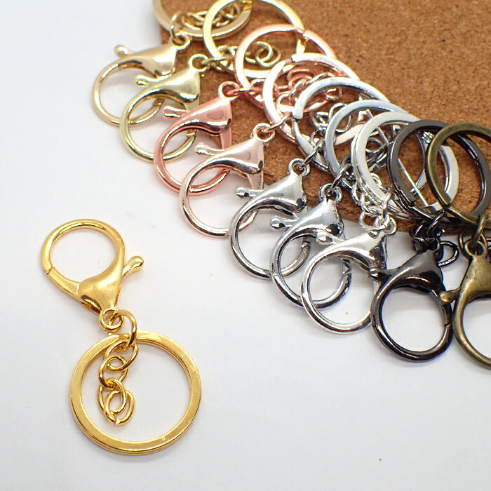 キーホルダーパーツ【07.クサリ付きカニカン】【1個売り】全長約66mm カニカン 二重カン 回転カン ばら売り バッグチャーム キーリング ストラップ チャー...