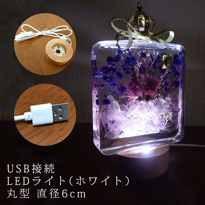 USB接続 ON/OFF スイッチ付き 木製 (直径6cm 8cm 10cm) LEDライト ハーバリウム 台座 ステージ 非回転 丸 円 円形 丸型 スタンド 照明 光る ボトル クリスタル フィギュア アクスタ 小さめ ディスプレイ 装飾 ハンドメイド