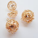 カゴパーツ【26.留め金付唐草ボール 21mm】 1個 透かしパーツ アロマ ペンダントトップ ハンドメイド チャーム 手作り アクセサリー ゴールド DIY ...