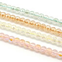 ガラスビーズ【63. 多面カット 3.5×4mm 1連】 約37cm ミラーボール クリスタルAB オーロラ メッキガラスビーズ K9ガラス パーツ ハンドメイ...