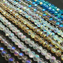 ガラスビーズ【69. ボタンカット(丸) 3.4×4mm 1連】 約34cm クリスタルAB オーロラ メッキガラスビーズ K9ガラス タイヤ パーツ ハンドメ...