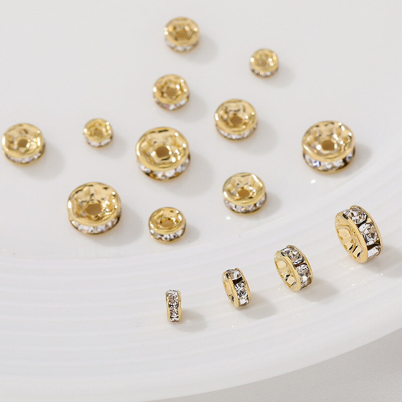 K14金メッキ　(4mm)　平ロンデル 5個 ロンデル スペーサー 数珠 天然石 高品質 アクセサリー ハンドメイド 自社管理