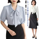シャツ ブラウス シフォン レディース 夏 半袖 ボウタイ スカーフ タイ スーツ インナー トップス 長袖シャツ 女性 無地 透けにくい 秋 シンプル 春 大人 会社 オフィス ビジネス 通勤 面接 入学式 卒園式 七五三 送料無料