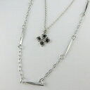 2連クロス ショートネックレスロング ブラック モノトーン レディースアクセサリー 華奢 オフィス クール華やか メール便送料無料母の日 クリスマス
