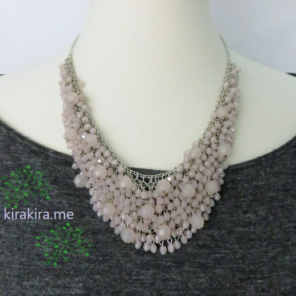 シャンデリアショートネックレス(ミルクラベンダー系)華やか、結婚式、パーティーに、カジュアルにもレディースアクセサリー メール便送料無料母の日 クリスマス