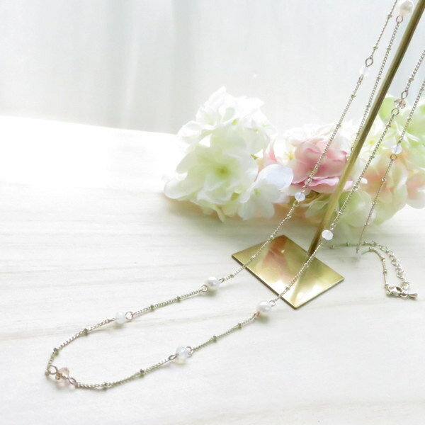 パール チェーンネックレス ロング ネックレス ゴールド ステーション 華奢 二重も可 2WAYネックレス! 着回し最適、人気、流行の細いタイプ。キスカ使用、結婚式普段使いも万能アクセサリー!お呼ばれ プレゼント ギフト、パーティー 可愛い きれい【人気】 クリスマス