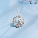 Terse シルバー925 銀の枝に金の小鳥がとまるペンダント ネックレス 小さな花をあしらったかわいいデザイン アニマル 花 植物 丸型 レディース パーティー プレゼント梅の花 一月の誕生花 蝋梅 花言葉 上品 高潔 忍耐 忠実 の梅の花 うぐいす 鶯 幸運の象徴 SN0018A