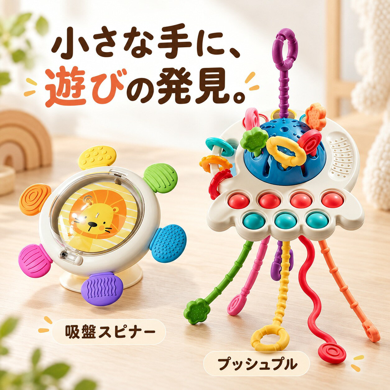 【ラッピング無料★メッセージカード付】 プッシュポップ プッシュプル モンテッソーリ 赤ちゃん　幼児 出産お祝い お風呂 おもちゃ 1歳 1歳半 2歳 3歳 4歳 型はめ パズル ブロック おもちゃ 玩具 知育玩具 女の子 男の子 子供 誕生日 誕生日プレゼント プレゼント 送料無料 (2)