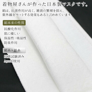 マスク 洗える絹マスク 不織布フィルター シルクマスク 銀イオン agon47 日本製 洗える 男女兼用 正絹 五層構造 布マスク 繰り返し使える 花粉症 ほこり 抗菌 ウイルス対策 白 クリーム 福井県 小杉織物 謹製 あす楽【メール便可】