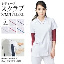 スクラブ レディース 半袖 ラグラン仕様 S M L LL 3L サイズ 5色 ( 医療 メディカル ナース 医師 白衣 看護 介護 )