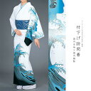 付下げ訪問着 国内染め お仕立て着物 白・黒地に大海原柄(27-119)【※お仕立て代金込み・国内縫製】 反物【セミオーダー】【附下 付け下げ きもの】 お茶会...