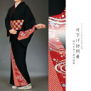 付下げ訪問着 国内染め お仕立て着物 黒・赤地に天の川と鹿の子柄(27-153)【※お仕立て代金込み・国内縫製】 反物【セミオーダー】【附下 付け下げ きもの】 お茶会 成人式 お正月 卒業式 入学式 踊り衣裳 舞台 反物 舞踊 演劇 コスプレ