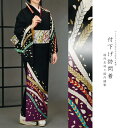 付下げ訪問着 国内染め お仕立て着物 黒地に綱と花びら柄(27-127)【※お仕立て代金込み・国内縫製】 反物【セミオーダー】【附下 付け下げ きもの】 お茶会...