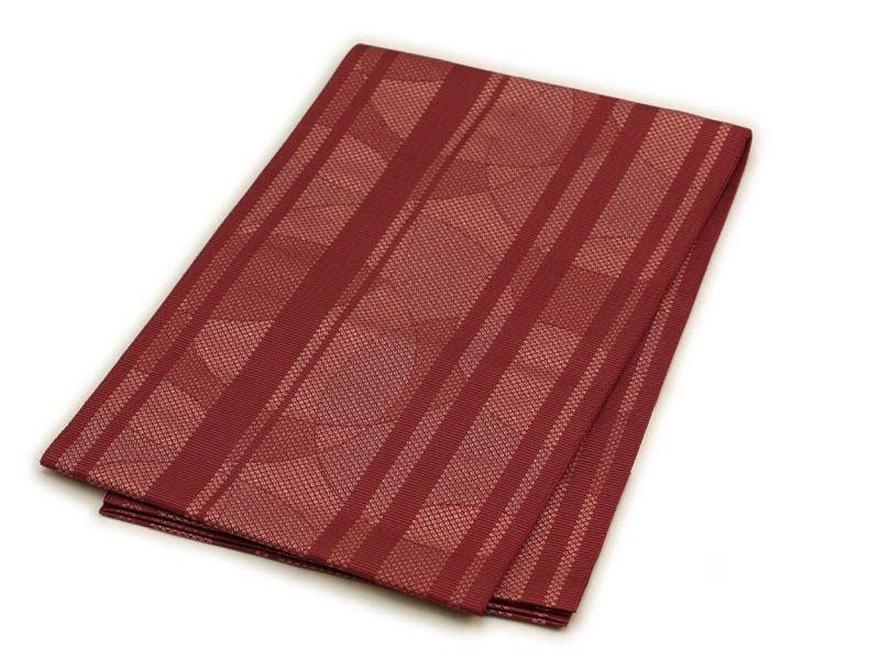 日本製 本場桐生織名古屋帯 鹿の子縞にサークルライン(ルージュレッド) 本場 桐生織 名古屋帯 群馬 きりゅう 群馬県 桐生市 桐生 伝統的工芸品 伝統 織物 ...
