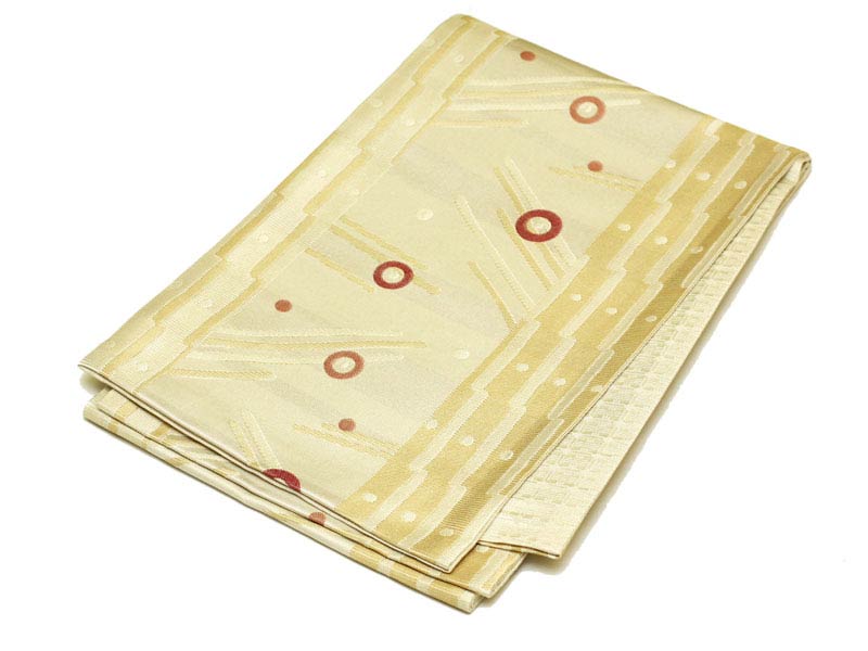 日本製 本場桐生織京袋帯 オフホワイト地に樹木をモチーフとした幾何学模様 本場 桐生織 京袋帯 群馬 きりゅう 群馬県 桐生市 桐生 伝統的工芸品 伝統 織物 ...