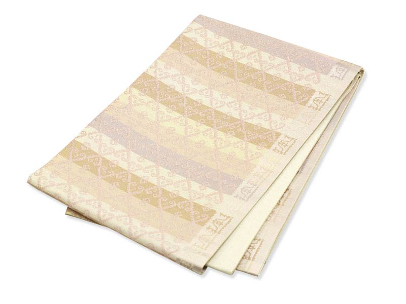 日本製 本場桐生織京袋帯 ストライプにハートとダイヤの格子(ホワイト) 本場 桐生織 京袋帯 群馬 きりゅう 群馬県 桐生市 桐生 伝統的工芸品 伝統 織物 織...