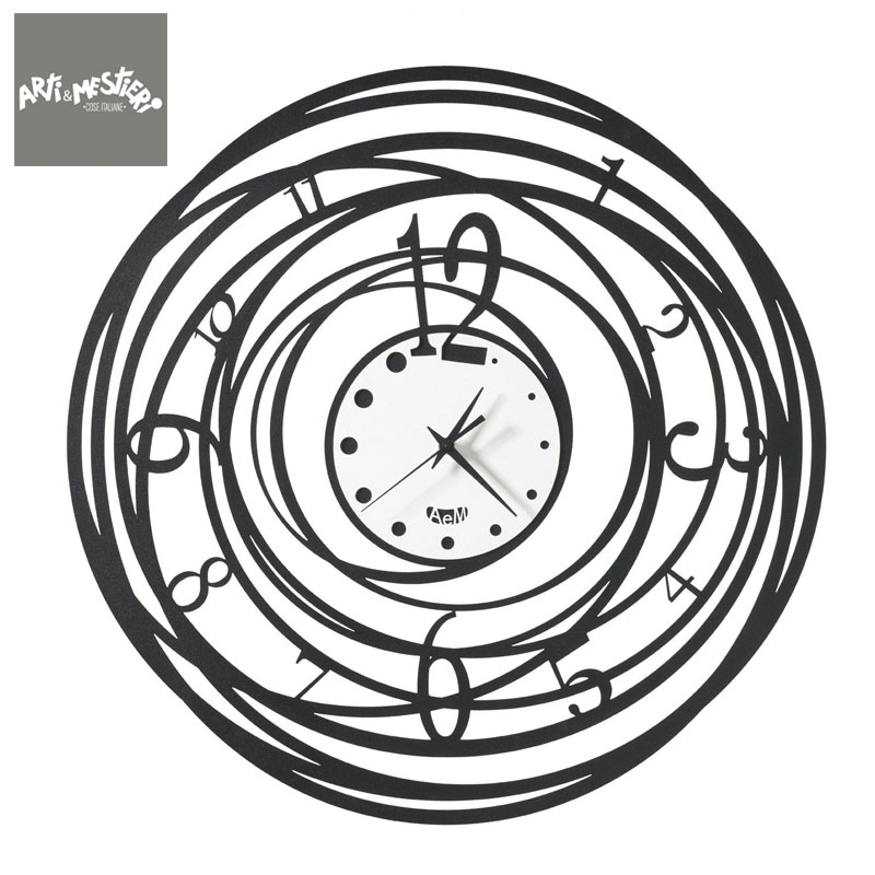 Arti e Mestieri アルティ エ メスティエリ 掛け時計 Ghirigoro Small ブラック／ホワイト イタリア製 アルティ エ メスティエリ 時計