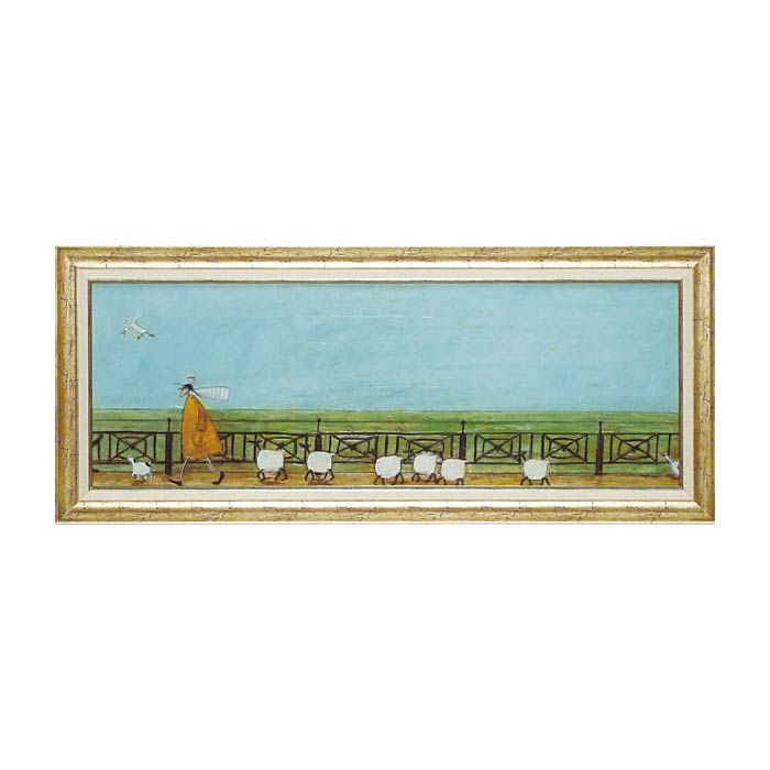 【スーパーセール限定価格】 インテリア 絵画 サムトフト 絵画 「 ひつじ達と散歩 」 94.5 × 43cm Lサイズ Gel加工 Sam Toft サムトフ...