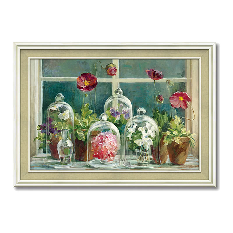 【スーパーセール限定価格】 絵画 インテリア ダンフイ ナイ 「 パープル ポピー ウィンドウシル 」 特殊ゲル加工 絵画 静物 花 絵画 風景画 パネル イン...